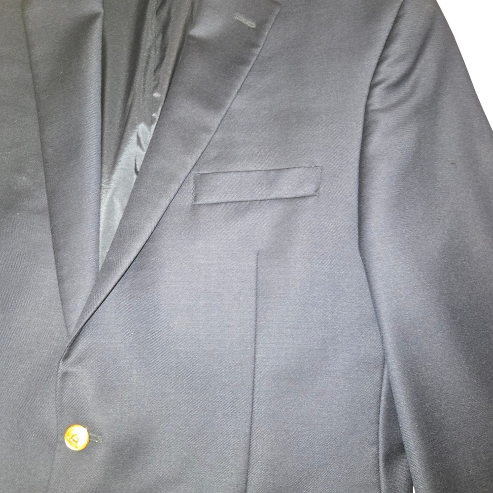 Lauren Ralph Lauren Blazer Mens 42L Navy Blue Wool Gold Crest Button Jacket - Picture 6 of 14